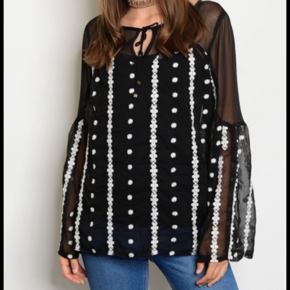 Sheer Bell Sleeve Top